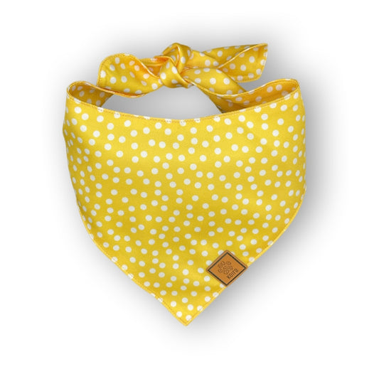 Yellow Polka Dots Dog Bandana